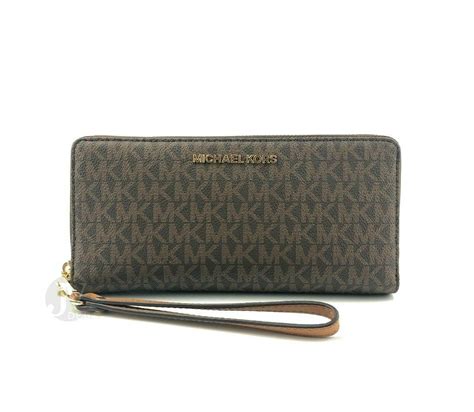 michael kors jet set continental wristlet brown|Michael Kors Jet Set Travel Continental Brown/Acorn One Size.